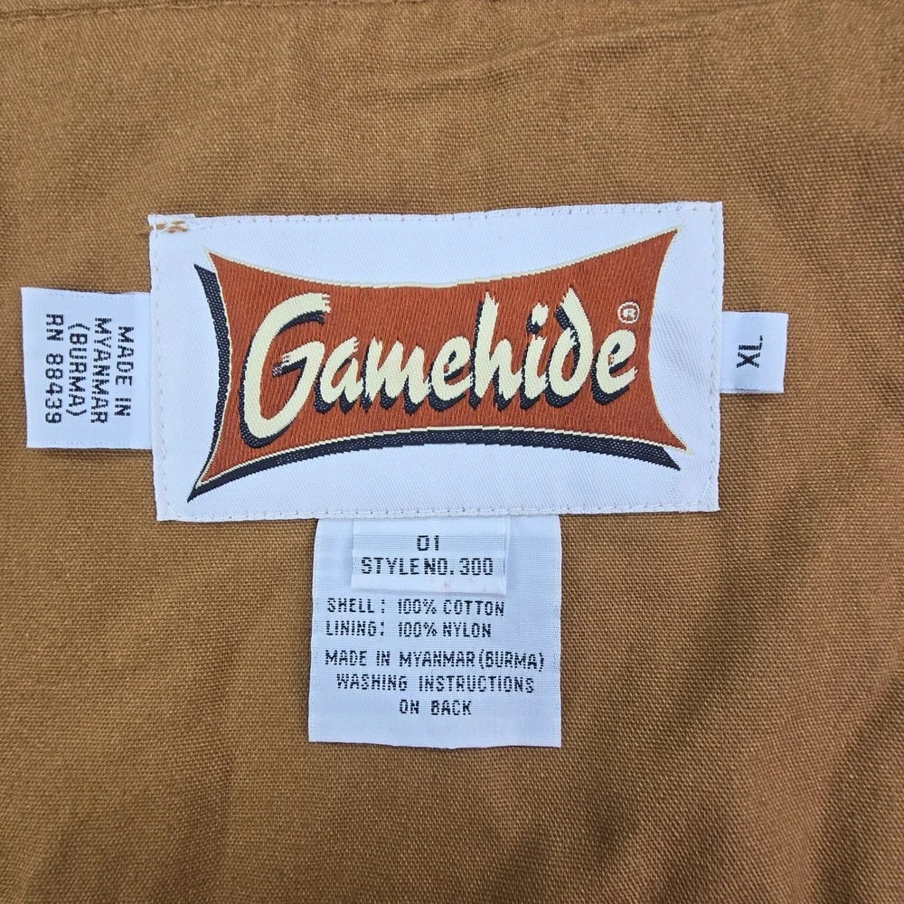 Gamehide 300 Bird Hunting Vest Mens XL Brown Canvas Quilted Shooting Game Pocket